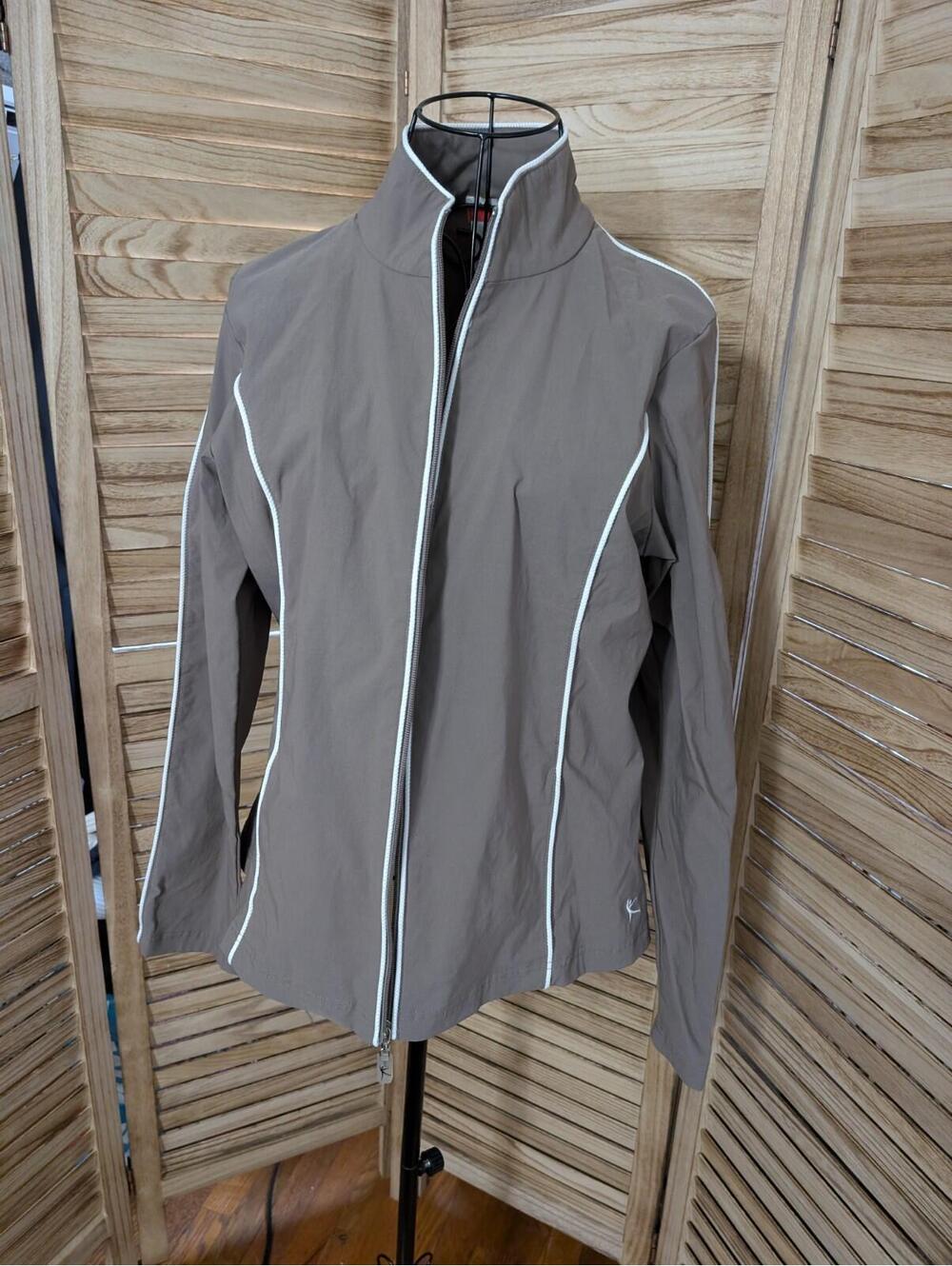 Danskin Now Activewear Ladies Jacket Zippered Pockets Taupe Medium 8-10